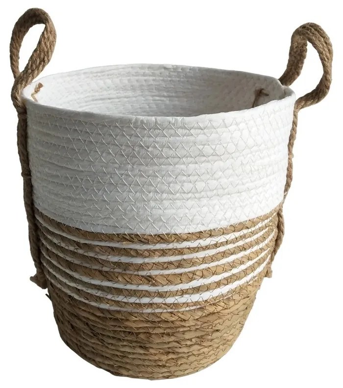 Jutový košík White-Natural, Priemer 29 cm