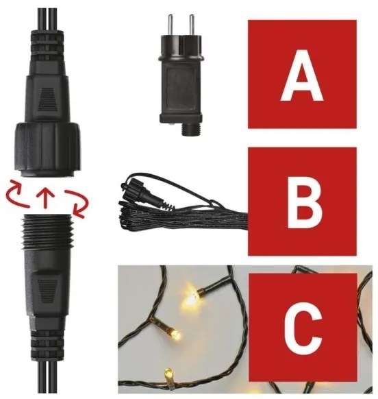 LED Vianočná vonkajšia reťaz 100xLED/15m IP44 teplá biela