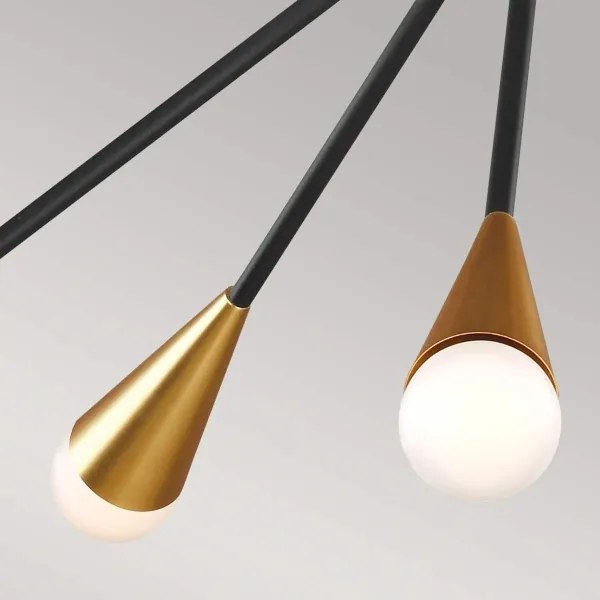 Feiss FE-JAX10-MB - LED Luster na tyči JAX 10xG9/3W/230V čierna/zlatá