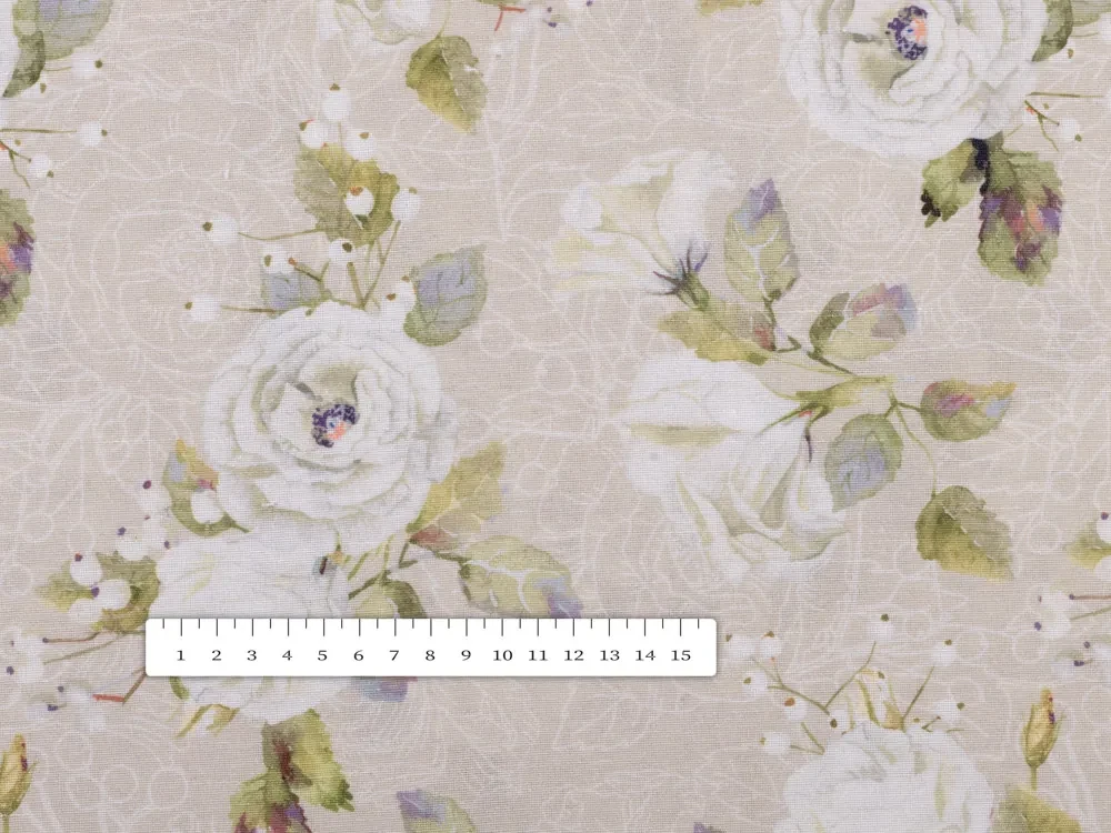 Biante Dekoračný obdĺžnikový obrus PML-059 Biele ruže s perokresbou na béžovom 120x180 cm