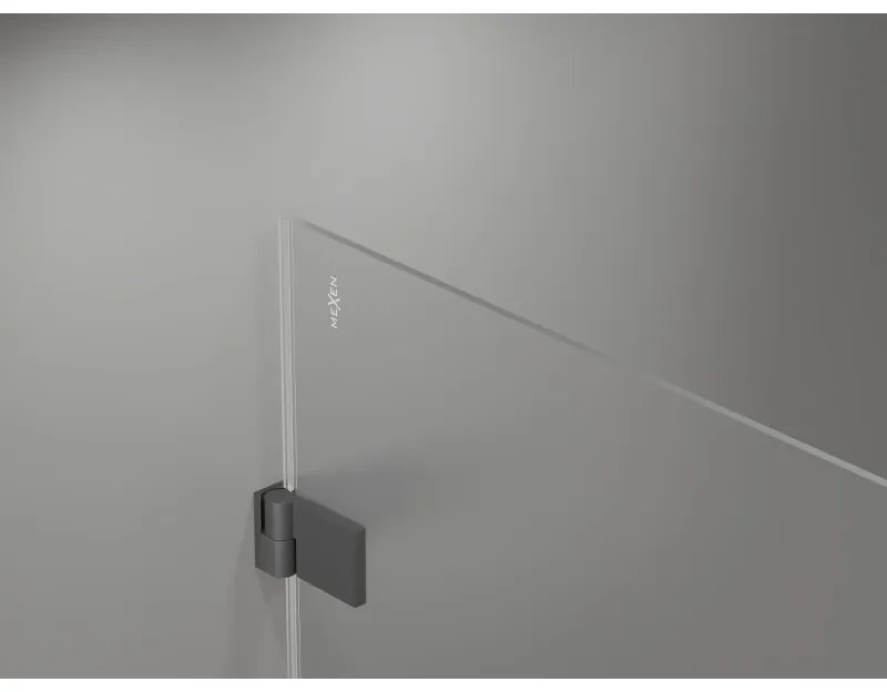 Mexen Lunar-B L výklopný sprchový kút ľavý 80 x 80 cm, číre sklo, grafitová, 832L-080-080-95-00-L