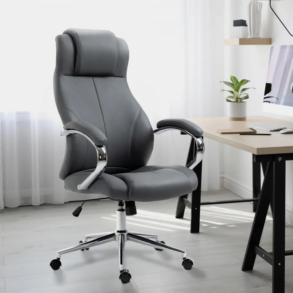Design-Shop Kancelárska stolička Salford - koža - Sivá