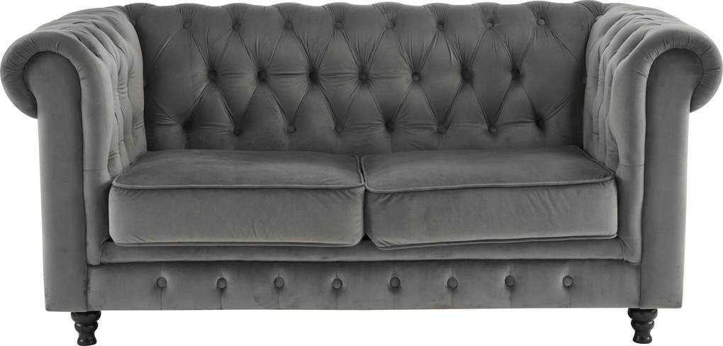 XXXLutz SEDAČKA CHESTERFIELD, drevo, textil, sivá, čierna Xora - Sedačky - 000239009101