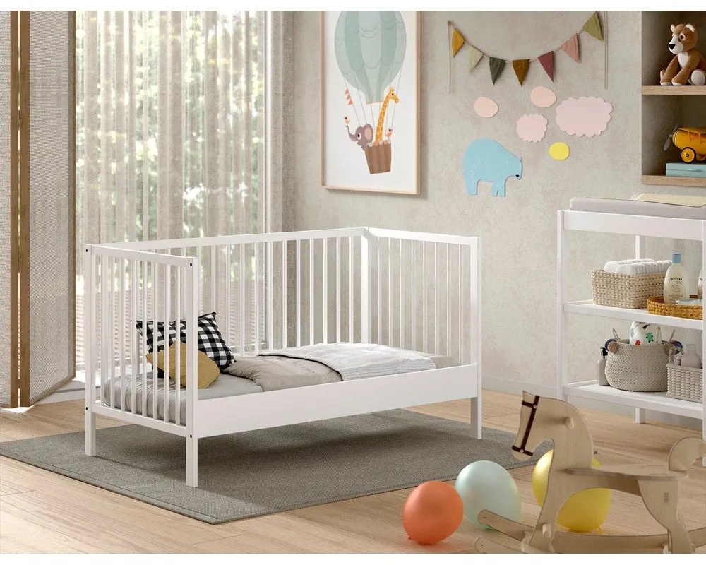 Biela postieľka z borovicového dreva 70x140 cm DINO – Vipack