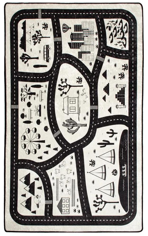 Detský koberec Black City 100x160 cm biely/čierny