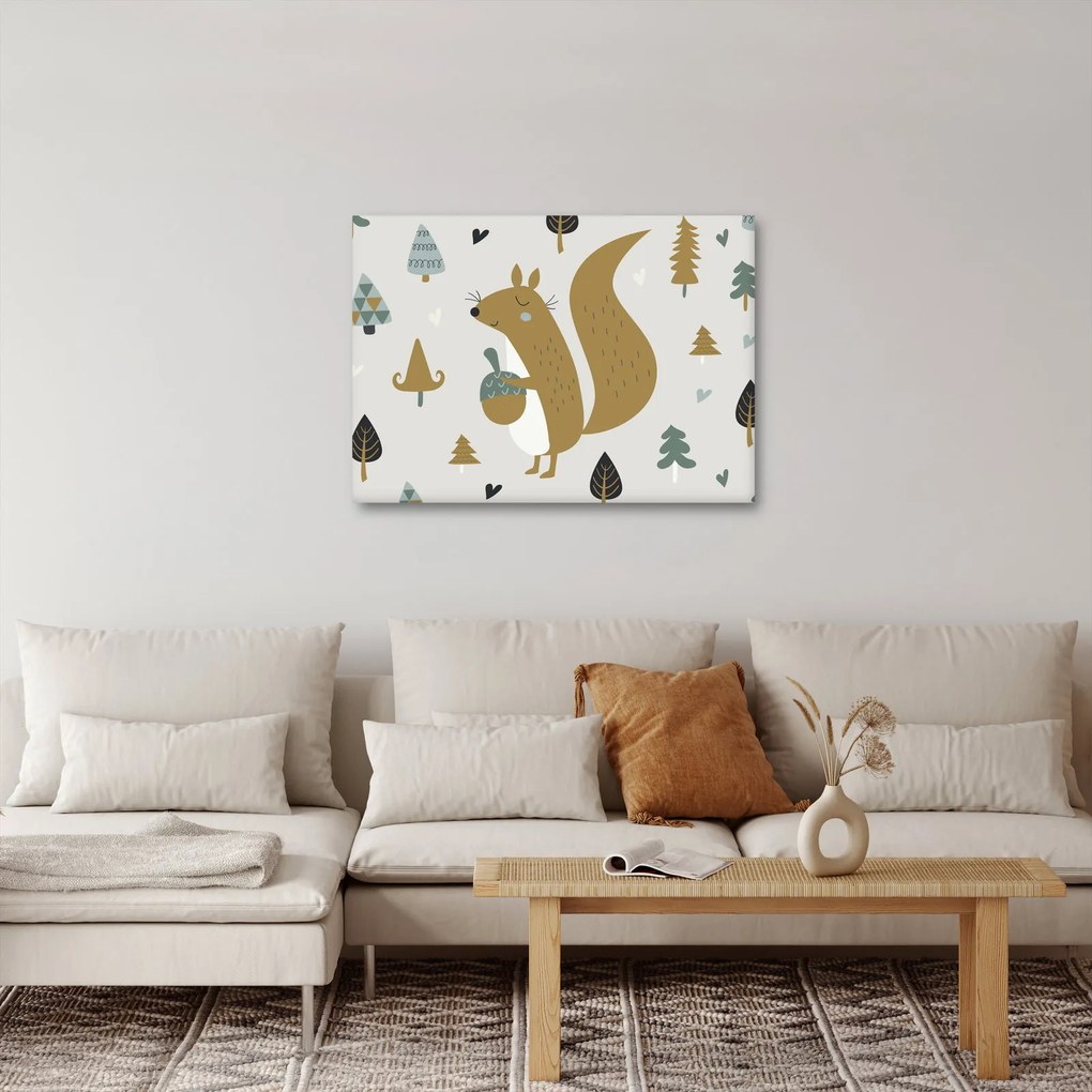 Obraz - Veverička s orieškom (70x50 cm)