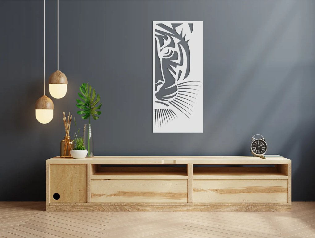 drevko Drevený obraz Striehnuci tiger Rozmer obrazu: 44,5 x 20 cm, Farba dekorácie: Čierna