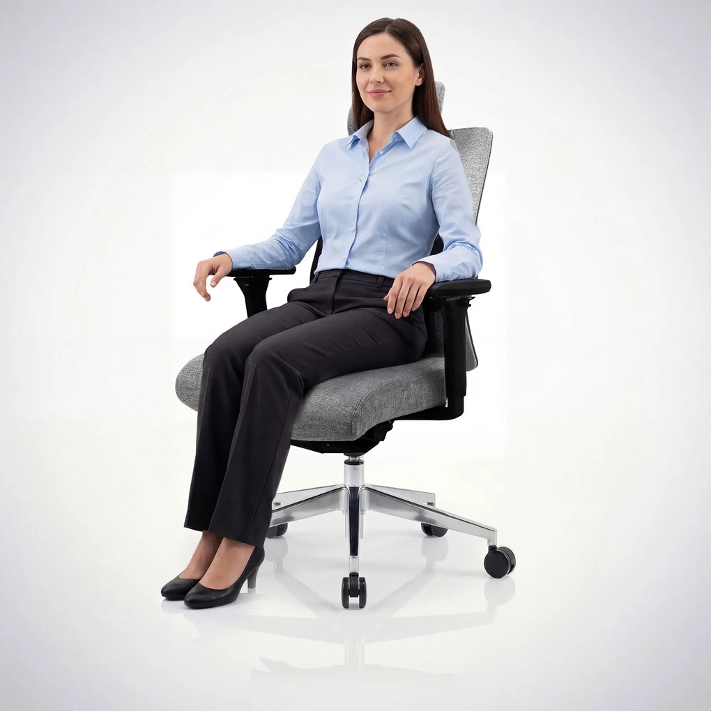 Ergonomická otočná kancelárska stolička, sivá: VECTOR