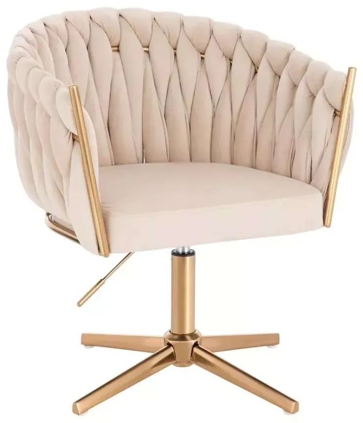 LuxuryForm DESIGN Stolička NORDEN VELUR na zlatom kríži - krémová