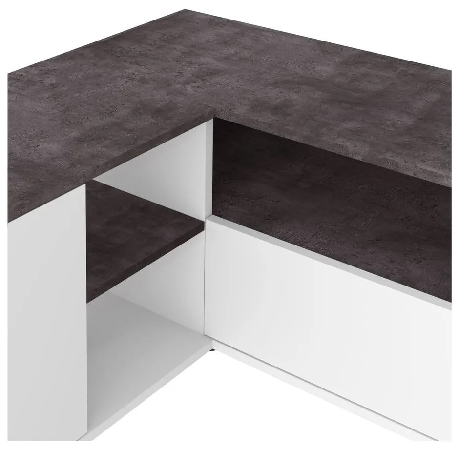 Sivo-biely TV stolík v dekore betónu 90x45 cm Angle – TemaHome