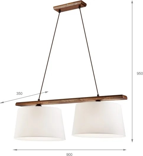 Luster na lanku AIDA 2xE27/60W/230V pr. 35 cm dub/orech