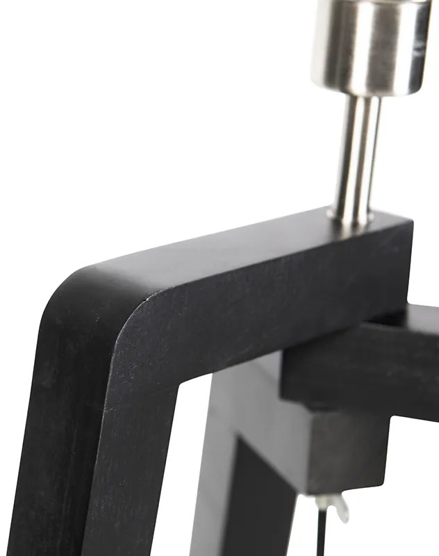 Stojaca lampa trojnožka čierna s tienidlom s motívom páva 50 cm - Puros