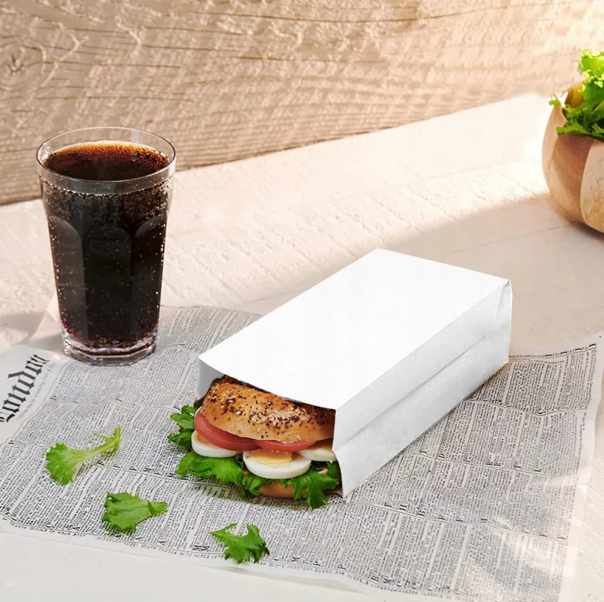 Papierové raňajkové tašky PACLAN, vhodné na jedlo, 50 ks, praktické