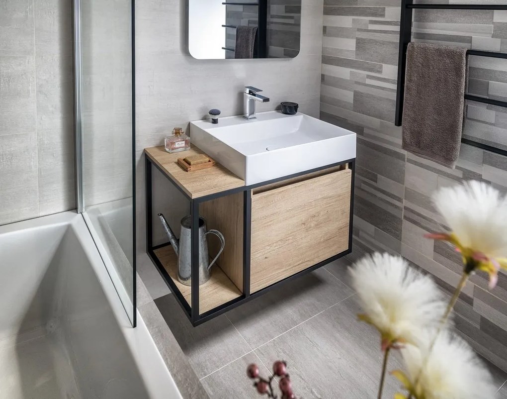 Sapho Sapho, SKARA skrinka 35x171x32cm, 2x dvierka, ľavá/pravá, čierna mat/dub Alabama, CG010-2222