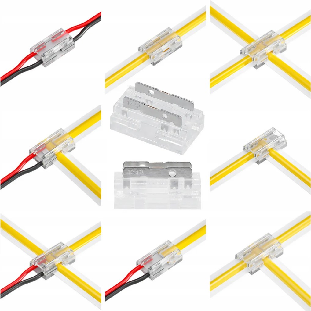 BERGE Univerzálny konektor pre COB SMD LED pásik 8mm, hranatý - zacvakávací