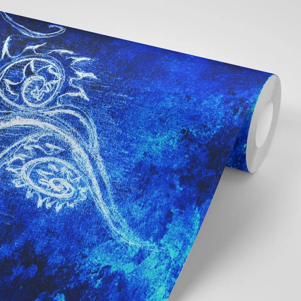 Samolepiaca tapeta neobyčajná modrá kresba - 150x100