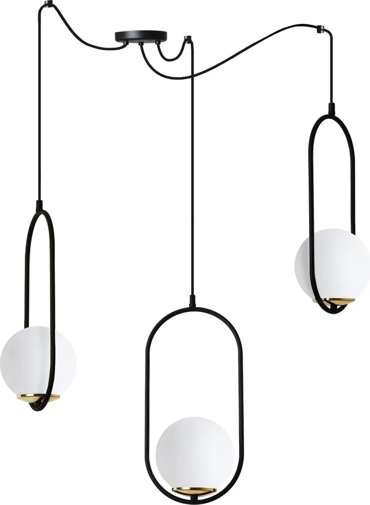 Závesné svietidlo Florence Spider, 3x biele sklenené tienidlo, b/g, U