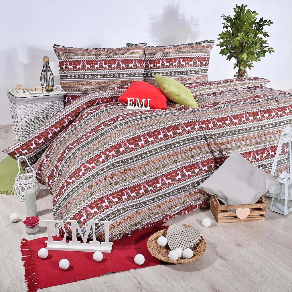 Vianočné obliečky bavlnené Christmas EMI: Predĺžený set jednolôžko obsahuje 1x 140x220 + 1x 70x90