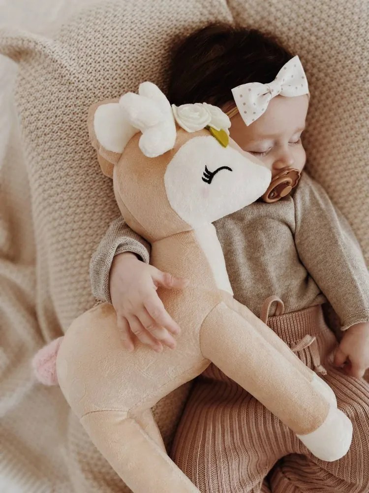 Plyšová srnka Bambi béžové kvety 35 cm