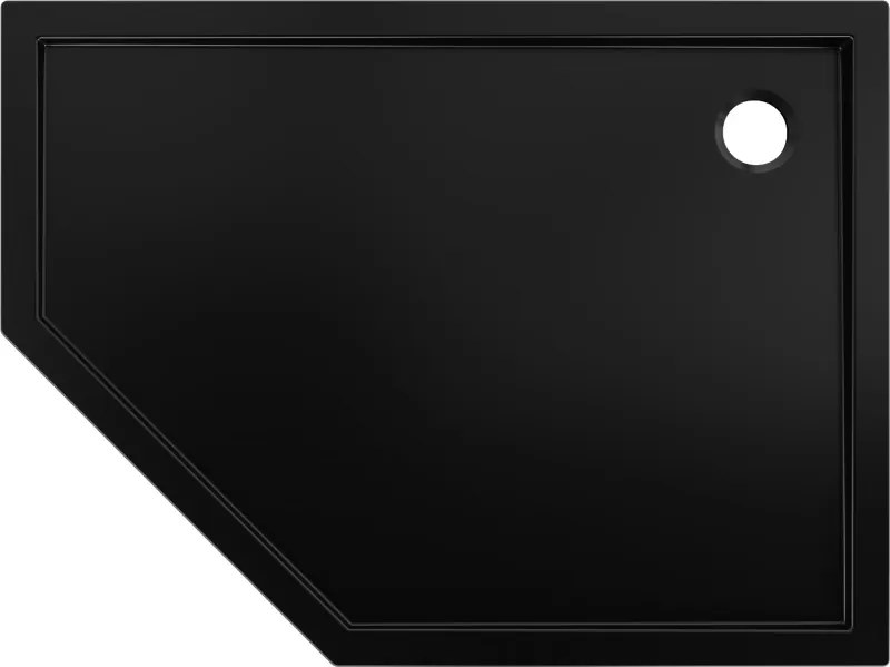 Mexen Flow, päťuholníková sprchová vanička slim 100 x 80 cm, pravá, čierna matná, 46P708010R