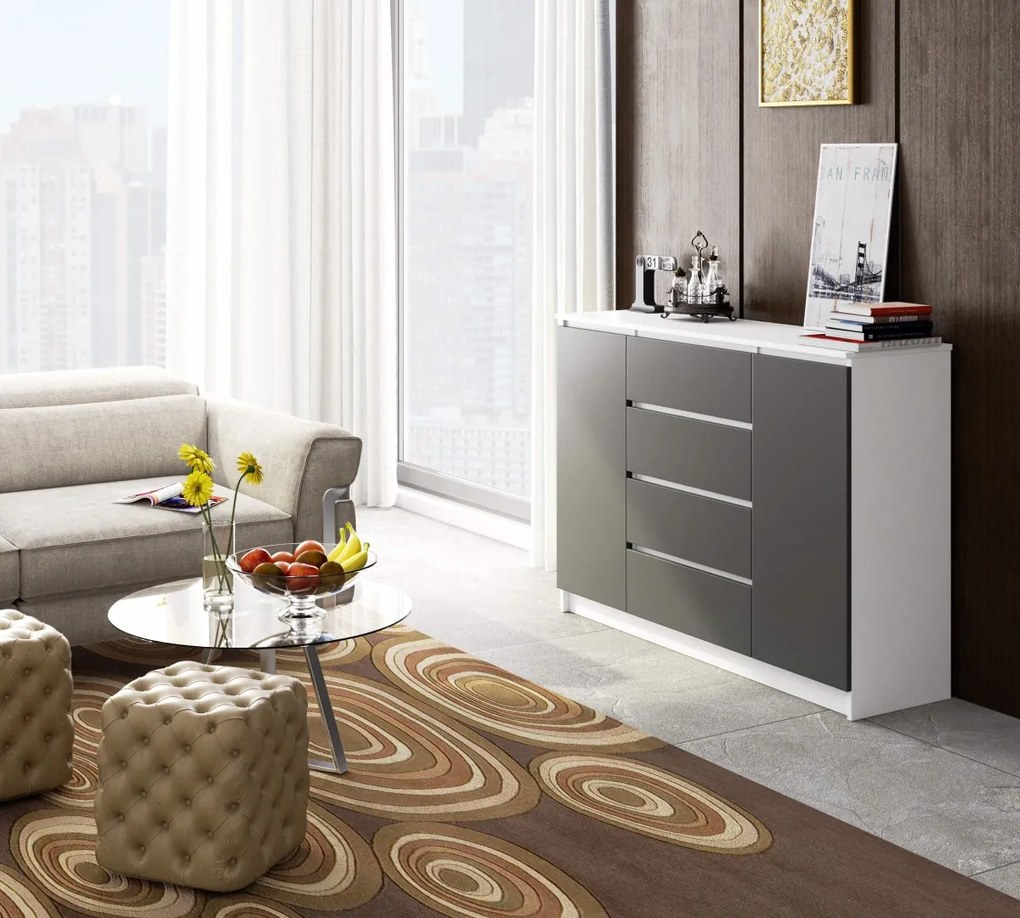 Komoda TOVE K 140 cm biela/grafit