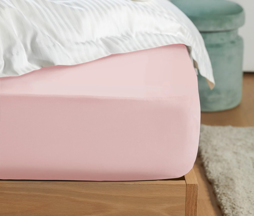 Džersejové napínacia posteľná plachta, ružová, nadmerná veľkosť