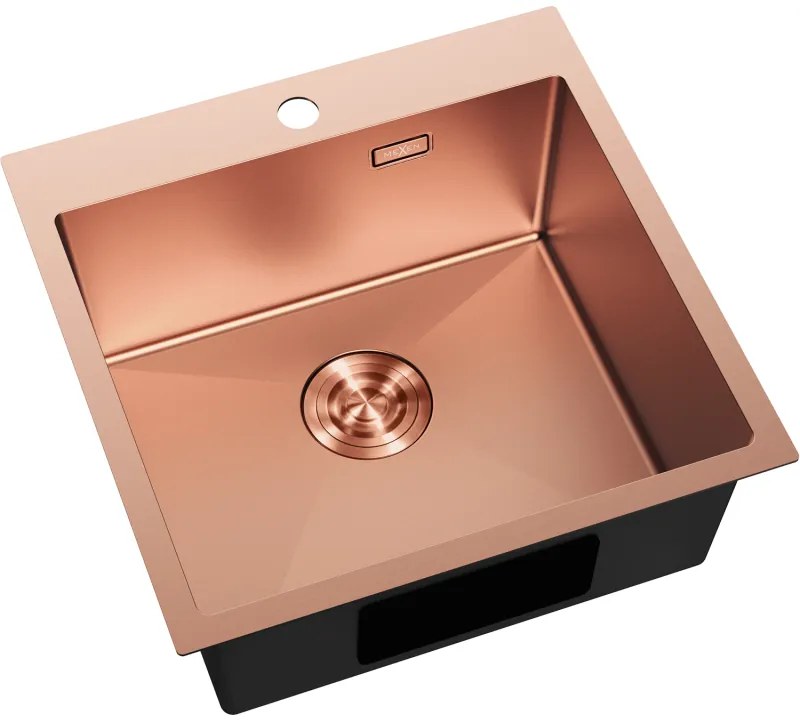 Mexen Solix, 1-komorový nerezový drez 500 x 500 mm, brúsená meď, 6407501000-65