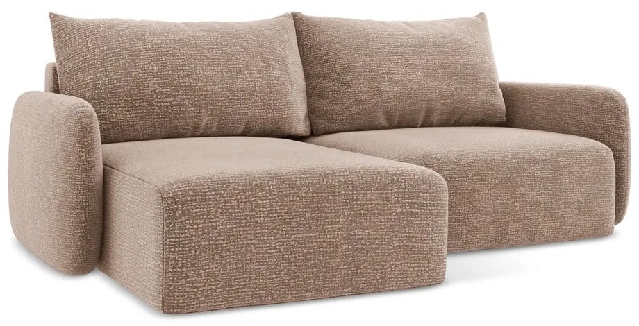 Svetlohnedá rozkladacia/s úložným priestorom rohová pohovka (ľavý roh) Kalena – Makamii