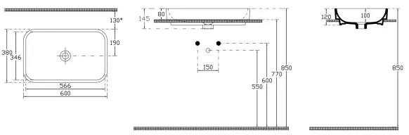 Isvea - Umývadlo na dosku AQUA 60x38 cm keramika/biela