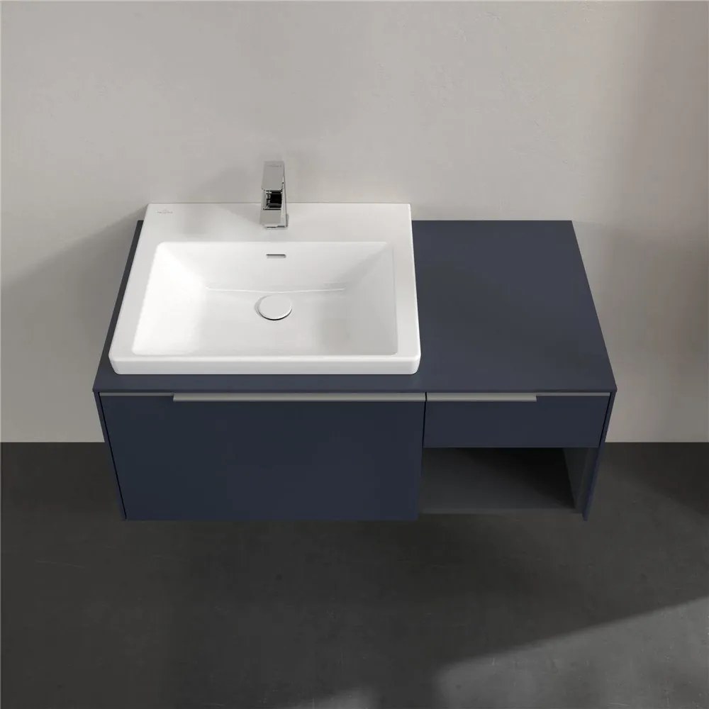 VILLEROY &amp; BOCH Subway 3.0 závesná skrinka pod umývadlo (umývadlo vľavo), 2 zásuvky + regálový prvok, 1001 x 516 x 422,5 mm, Marine Blue, C57200VQ