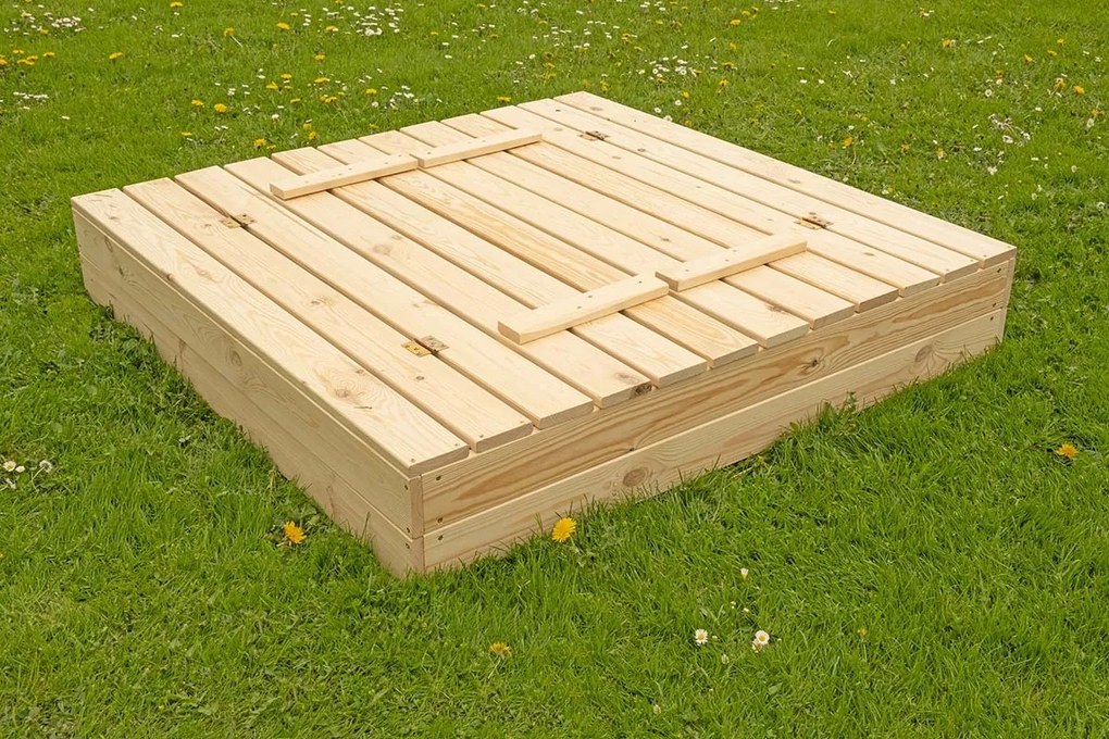 Ourbaby® borovicové prírodný s lavičkami 120x120x20 cm