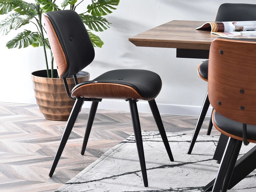 Stolička Grimo (orech + čierna). Akcia -24%. Vlastná spoľahlivá doprava až k Vám domov. 1111069