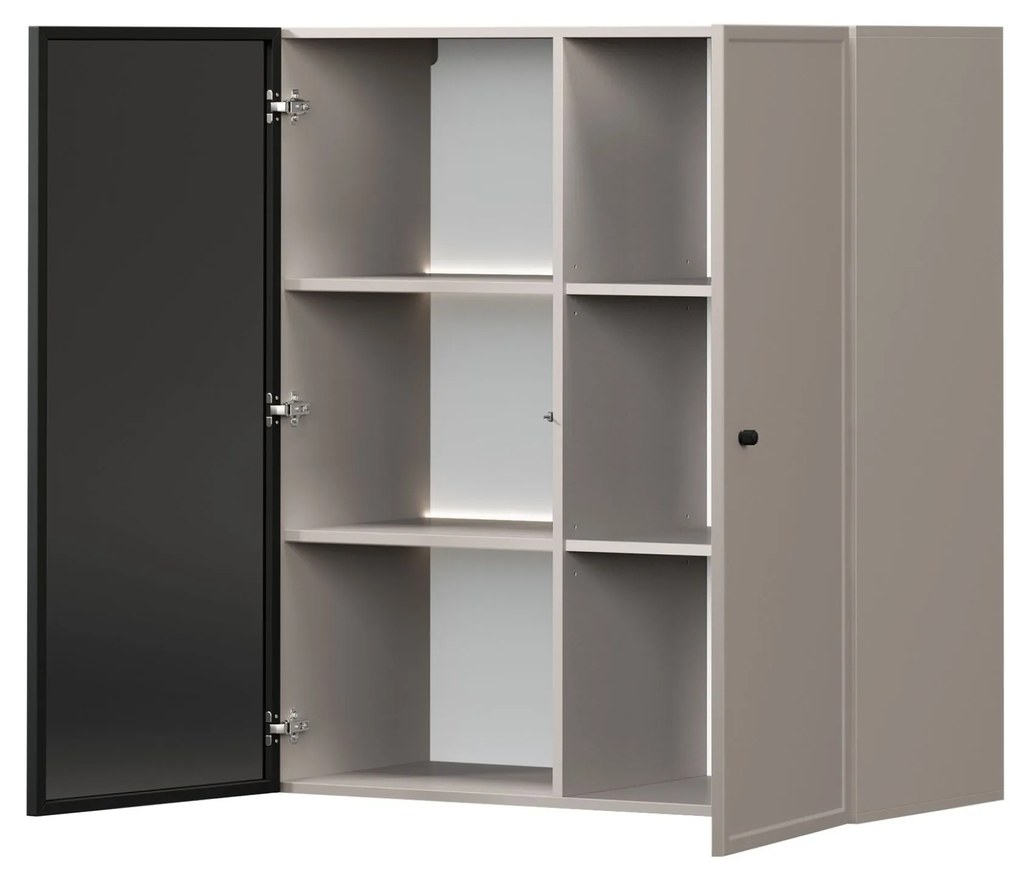 Závesná vitrína Lorini 100 cm - kašmírová / čierna úchytka G