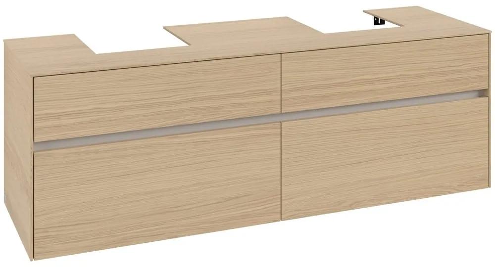 VILLEROY &amp; BOCH Collaro závesná skrinka pod dve umývadlá na dosku, 4 zásuvky, 1600 x 500 x 548 mm, Nordic Oak, C10700VJ