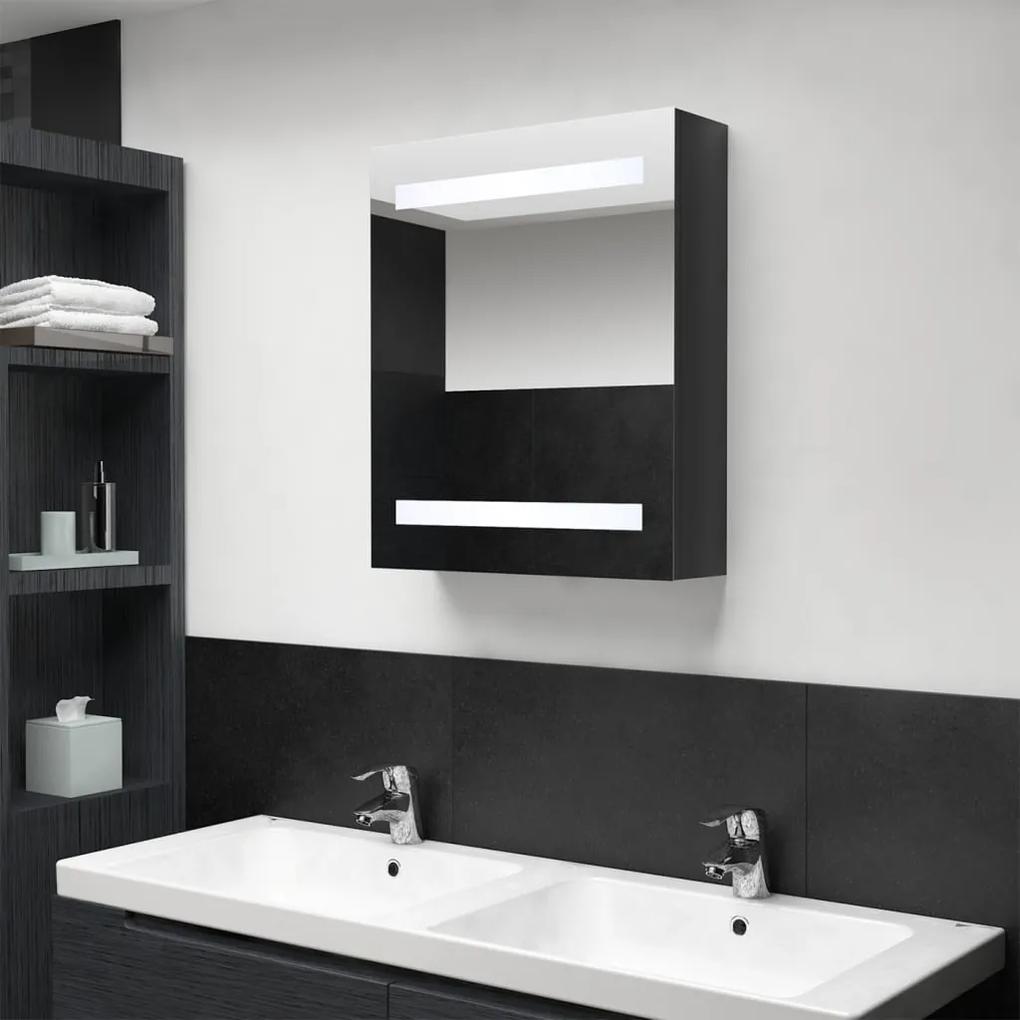 LED kúpeľňová zrkadlová skrinka žiarivá čierna 50x14x60 cm