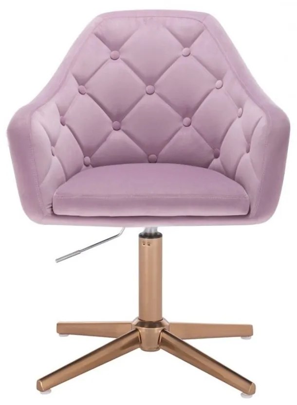 LuxuryForm DESIGN Kreslo ANDORA VELUR na zlatom kríži - levanduľa