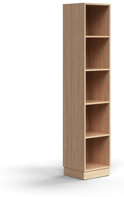 Knižnica QBUS, 4 police, so soklom, 2020x400x400 mm, dub