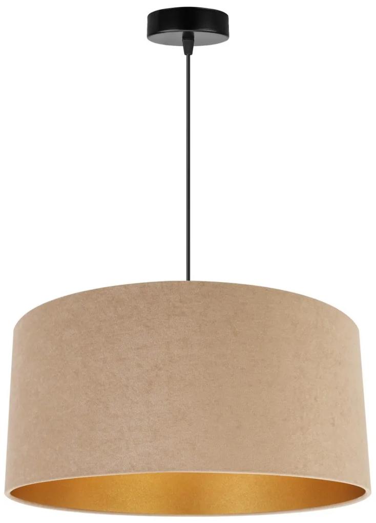 Závesné svietidlo Mediolan, 1x tmavobéžové/zlaté textilné tienidlo, (výber z 2 farieb konštrukcie), (fi 44cm)