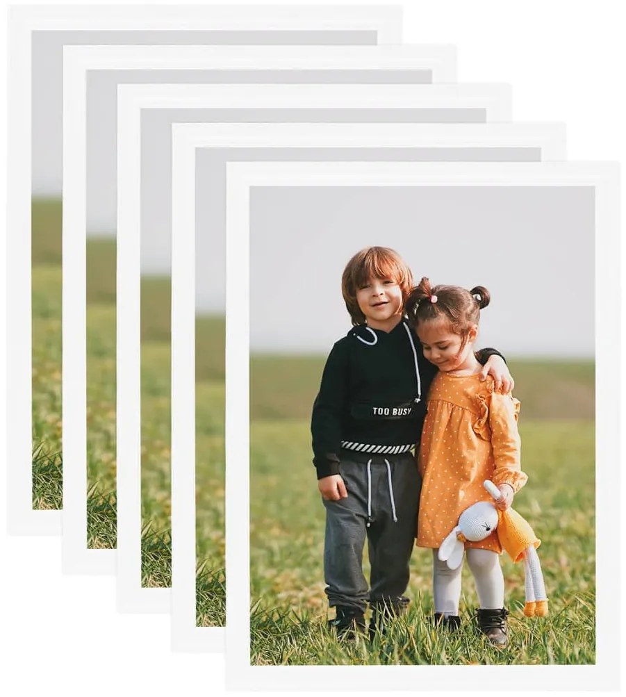 vidaXL Fotorámiky na stenu alebo stôl 5 ks biele 50x70 cm MDF