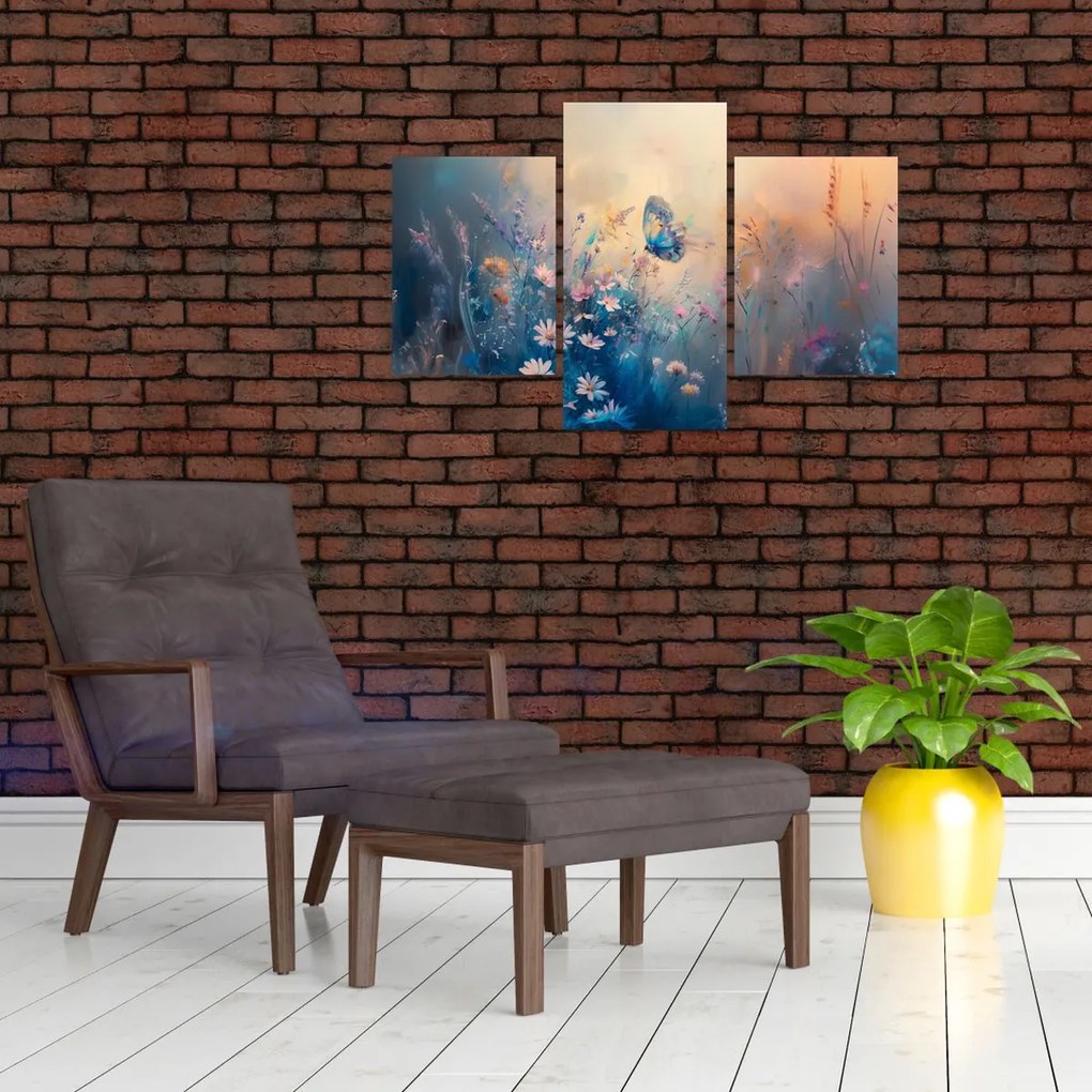 Obraz - Lúka s motýľom (90x60 cm)