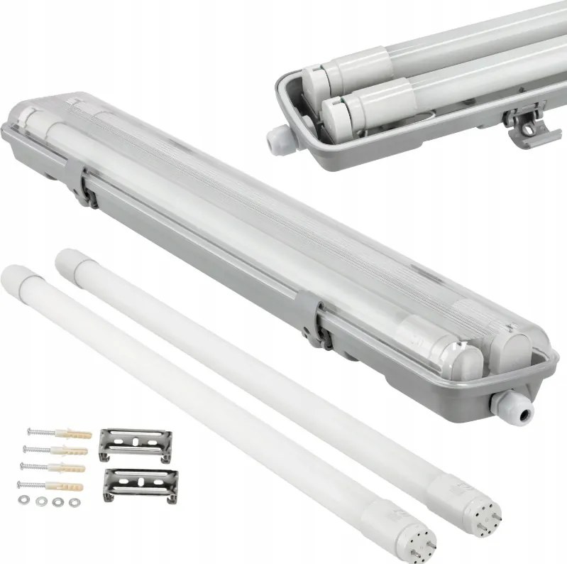10x Hermetické svietidlo 120 cm - lampa + trubice 20x LED do garáže