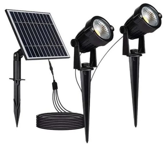 SADA 2x LED Vonkajšia solárna lampa 2xLED/1,2W/3,7V IP65 3000K 4000 mAh