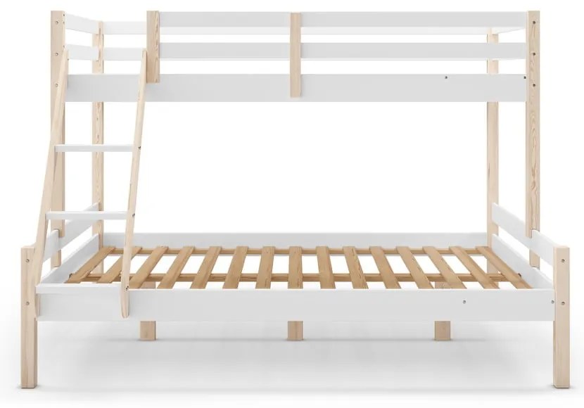 Biela poschodová detská posteľ z borovicového dreva 90x190/140x190 cm Livia – Marckeric