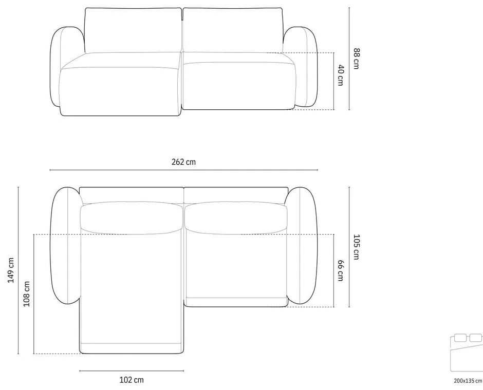 Ženilková rozkladacia/s úložným priestorom rohová pohovka v tehlovej farbe Tonale – Cosmopolitan Design