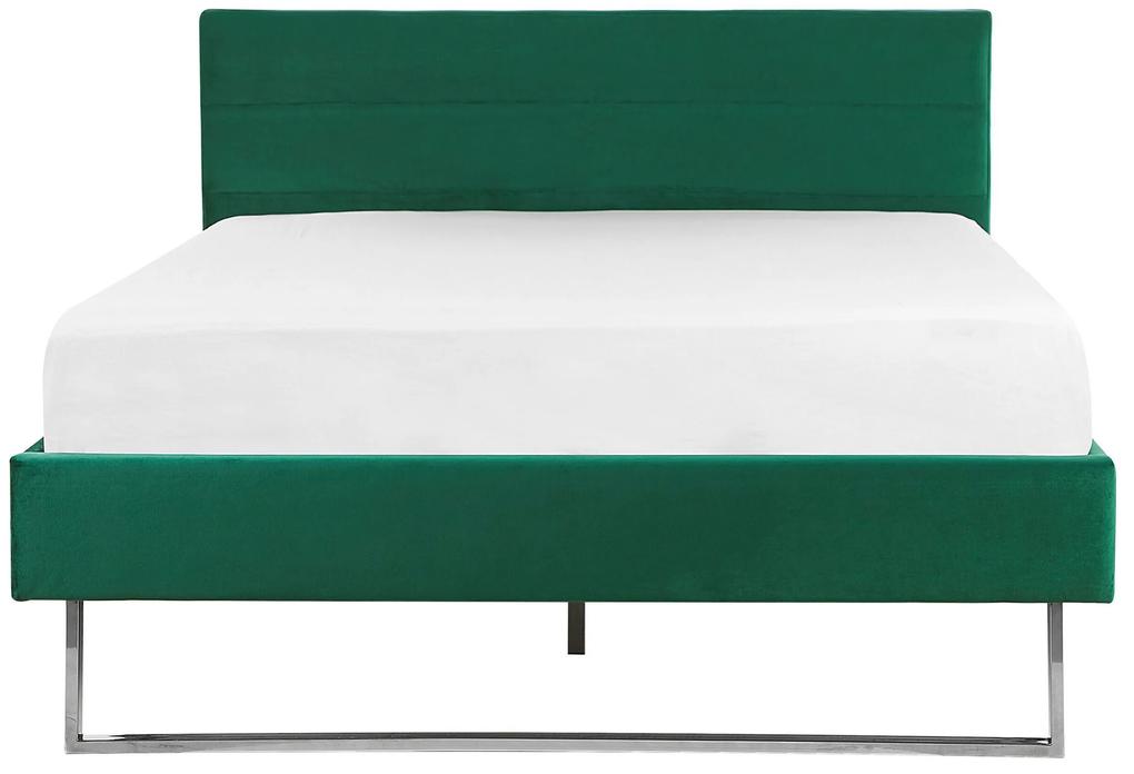 Zamatová zelená posteľ 140 x 200 cm BELLOU Beliani