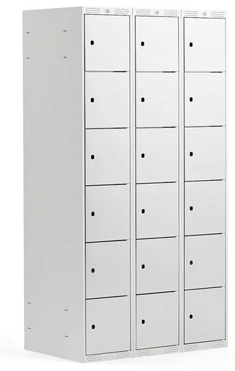 Šatníková skriňa, 18 dverová/3 sekcie, Š 900 x H 550 x V 1740 mm, sivá/sivá