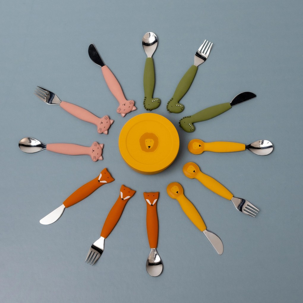 Detský silikónový príbor súprava 3 ks Mr. Dino