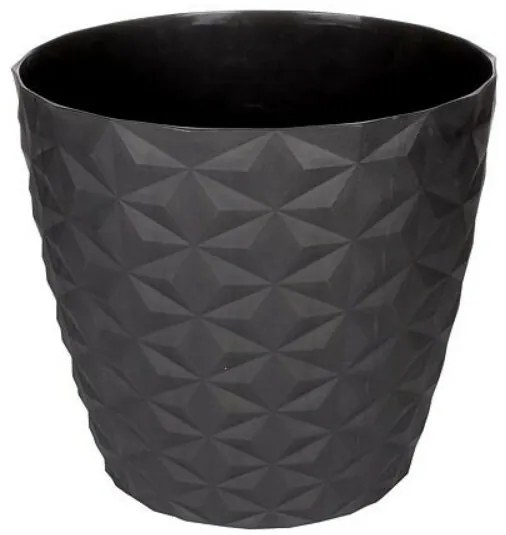 Crystal matt recyklovaný kvetináč 16 cm, antracit, 16 cm