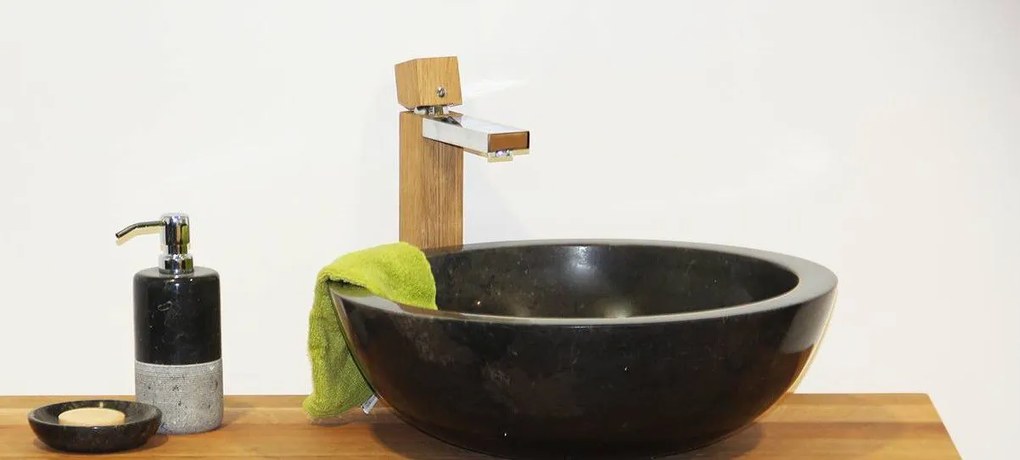 Indera Gemma 501 Ø45 cm Black Kamenné umývadlo leštený mramor