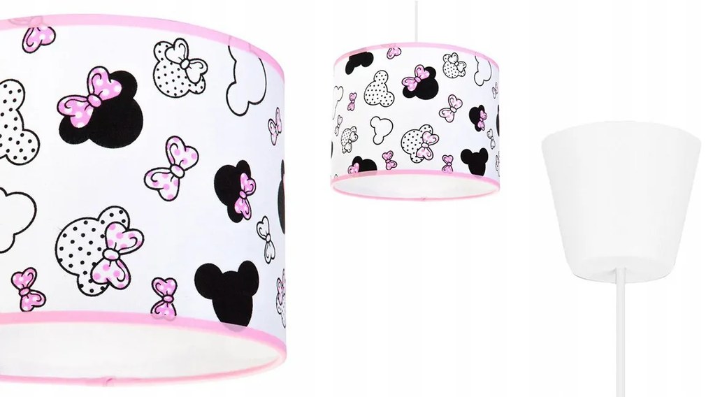 Detské závesné svietidlo Minnie, 1x textilné tienidlo so vzorom